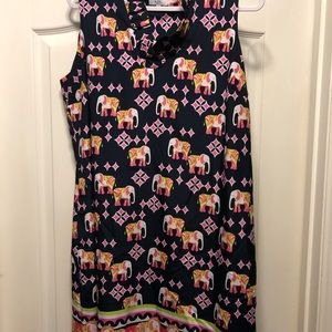 Navy blue elephant ruffled collar dress